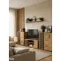4 elementowy zestaw mebli z lamelami loft Igiz 12X w salonie japandi
