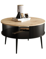 Okrągły loftowy stolik kawowy z półką - Darvex 4X w sklepie Edinos.pl