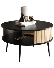 Okrągły stolik kawowy czarny + dąb artisan - Darvex 7X w sklepie Edinos.pl