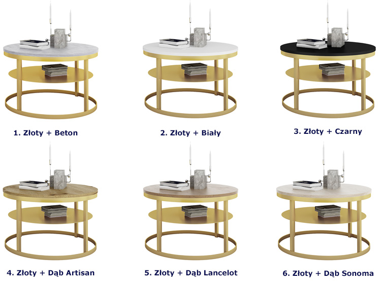 Kolory stolika kawowego z półką Robini 3X