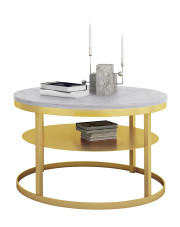 Okrągły stolik kawowy w stylu glamour złoty + beton - Robini 3X w sklepie Edinos.pl