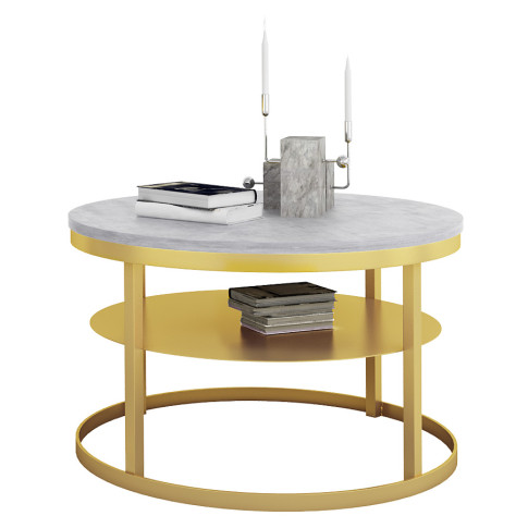 Okrągły stolik kawowy Robini 3X złoty beton