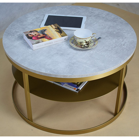 Wizualizacja stolika kawowego Robini 3X złoty beton