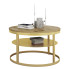 Okrągły stolik kawowy z półką złoty + dąb artisan - Robini 3X
