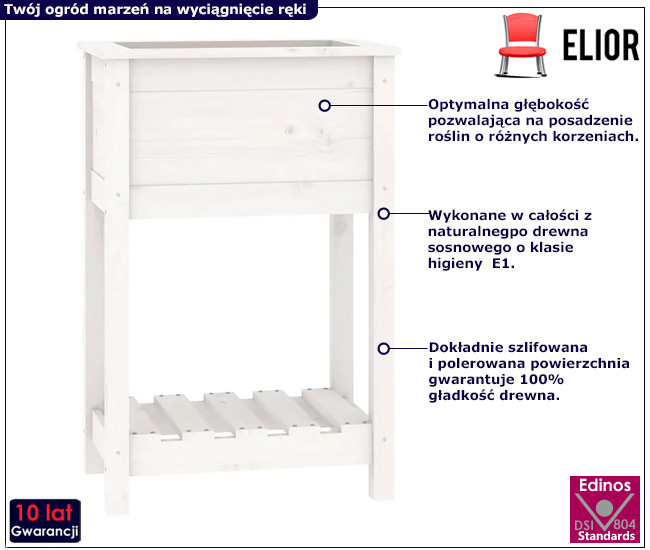 Biała drewniana donica Zelo