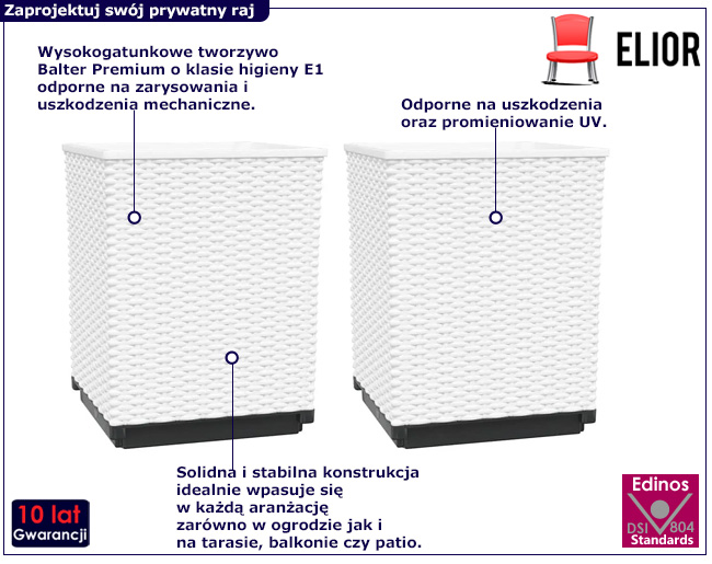 Komplet 2 białych donic ogrodowych Rabor