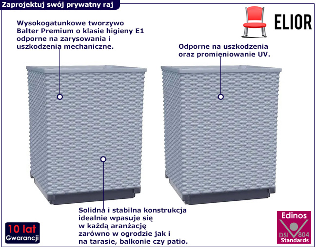 Komplet 2 jasnoszarych donic ogrodowych Rabor