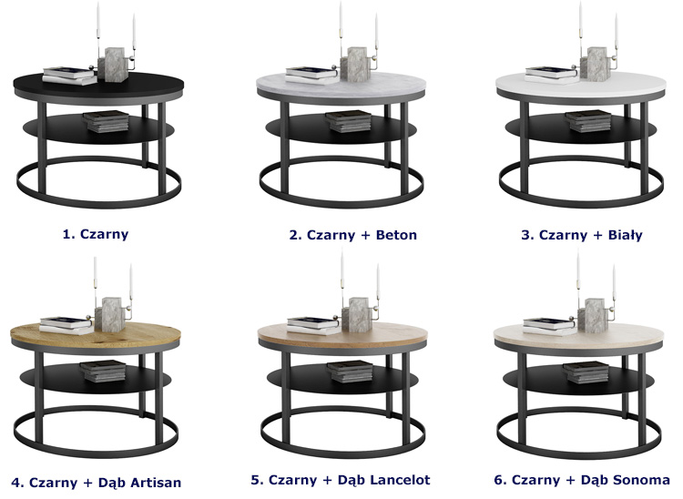 Kolory stolika kawowego z półką Robini 4X