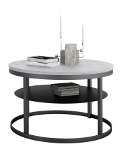 Okrągły stolik kawowy z półką czarny + beton - Robini 4X w sklepie Edinos.pl