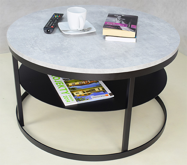 Dwupoziomowy stolik kawowy Robini 4X czarny+beton