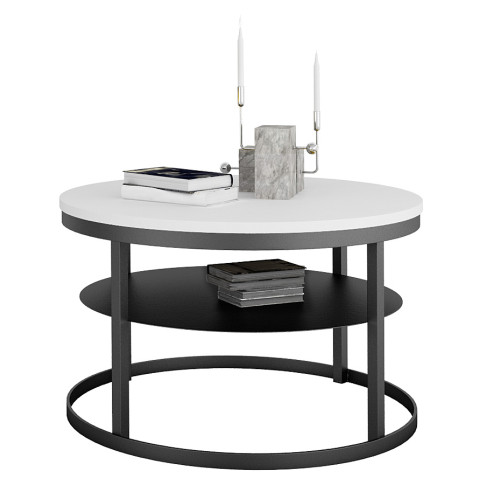 Okrągły stolik kawowy Robini 4X czarny biały