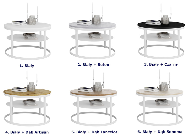 Kolory stolika kawowego z półką Robini 5X