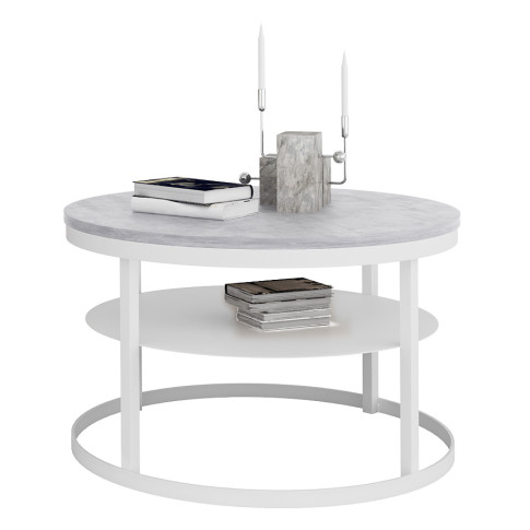 Okrągły stolik kawowy Robini 4X biały beton