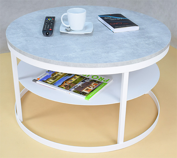 Dwupoziomowy stolik kawowy Robini 5X biały+beton
