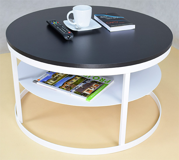 Dwupoziomowy stolik kawowy Selpa 5X biały+czarny