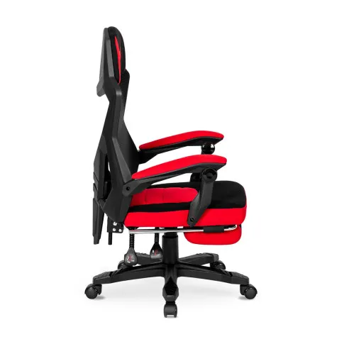 Czerwono-czarny fotel z podnóżkiem Vixo