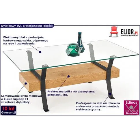 Fotografia Ława szklana Taros - dąb złoty z kategorii Ławy i stoliki