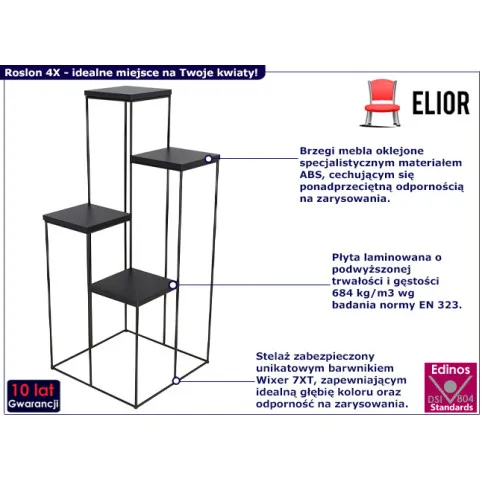 Stojący kwietnik Roslon 4X czarny