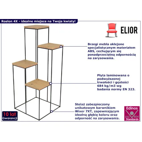 Stojący kwietnik Roslon 4X czarny dąb lancelot