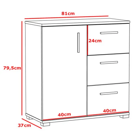 Wymiary komody Mirado 5X