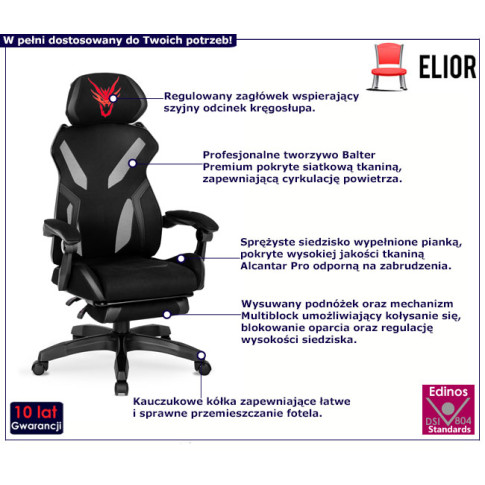Czarne krzesło gamingowe Olfi