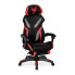 Czarno-czerwony fotel gamingowy z podnóżkiem - Olfi