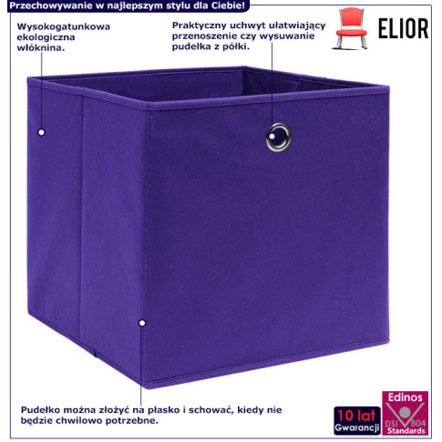 infografika zestaw 4szt pudełek z tkaniny fioletowy Fiwa 4X