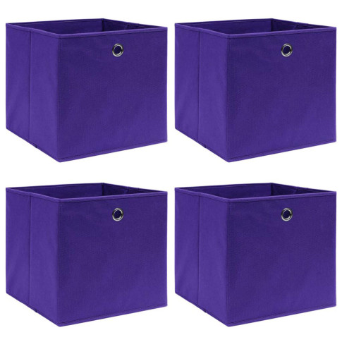 zestaw 4 fioletowych pudełek z tkaniny Fiwa 4X