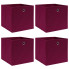 zestaw 4 ciemnoczerwonych pudełek z tkaniny Fiwa 4X