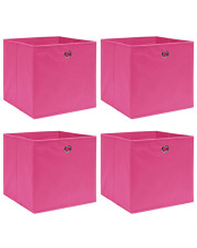 Różowy komplet składanych pudełek z tkaniny 4 sztuki - Fiwa 4X w sklepie Edinos.pl