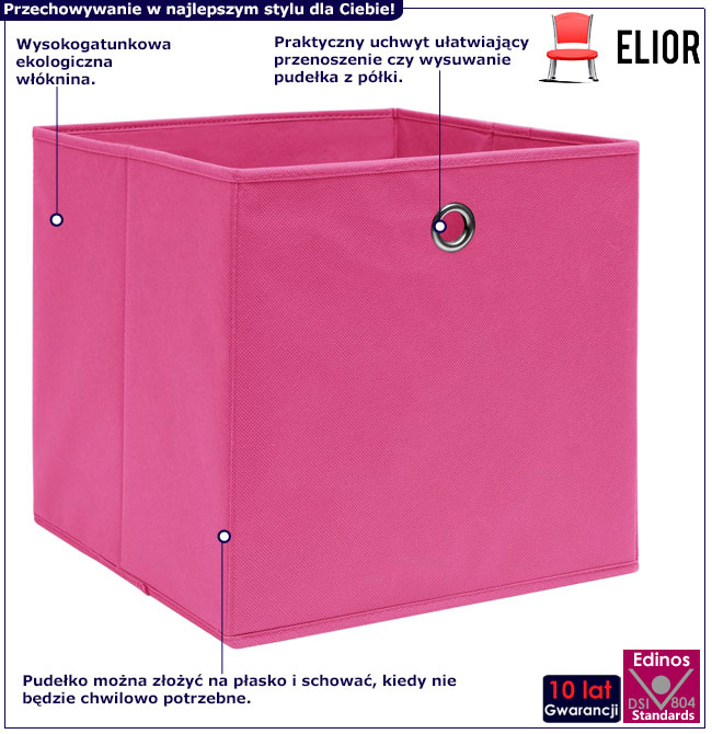 Infografika różowego kompletu 4 składanych pudełek Fiwa 4X