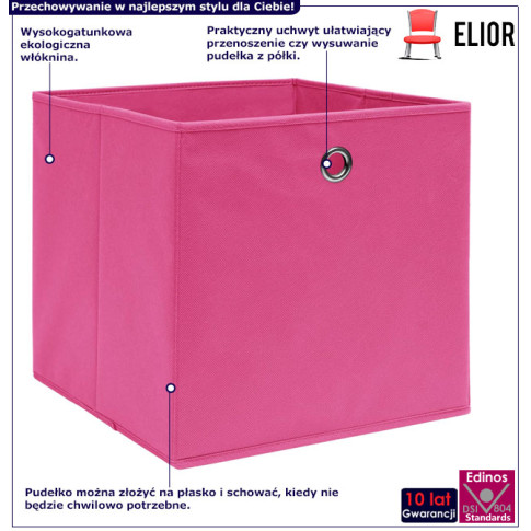 infografika zestaw 4szt pudełek z tkaniny różowe Fiwa 4X