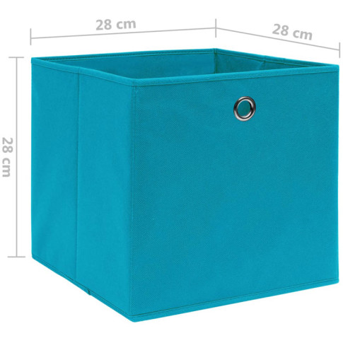 4 kwadratowe pudełka do przechowywania błękit Fiwa 3x wymiary