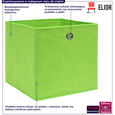 infografika zestaw 4szt pudełek z tkaniny zielone Fiwa 4X