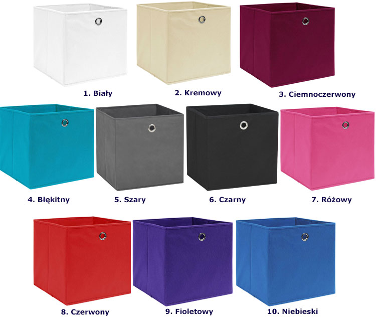 Kolory kompletu 4 pudełek z tkaniny Fiva 3X