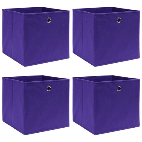komplet 4 fioletowych pudełek z tkaniny do przechowywania Fiwa 3X