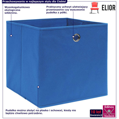 infografika zestaw 4szt pudełek z tkaniny niebieski Fiwa 4X