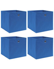 Niebieski zestaw 4 składanych pudełek z tkaniny - Fiwa 4X