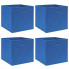 Niebieski zestaw 4 składanych pudełek z tkaniny - Fiwa 4X
