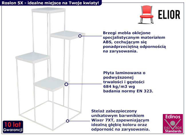 4-poziomowy stojak na kwiaty Roslon 5X biały