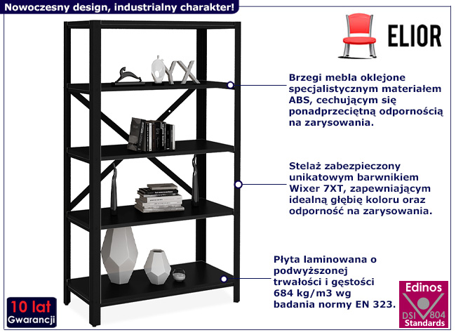 Regał z metalowym stelażem Alwaro 3X czarny