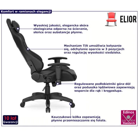 Czarny fotel obrotowy do komputera Mico