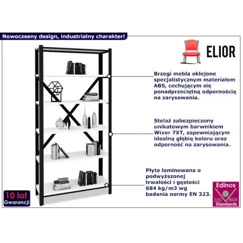 Regał loft Hordos 4X czarny biały
