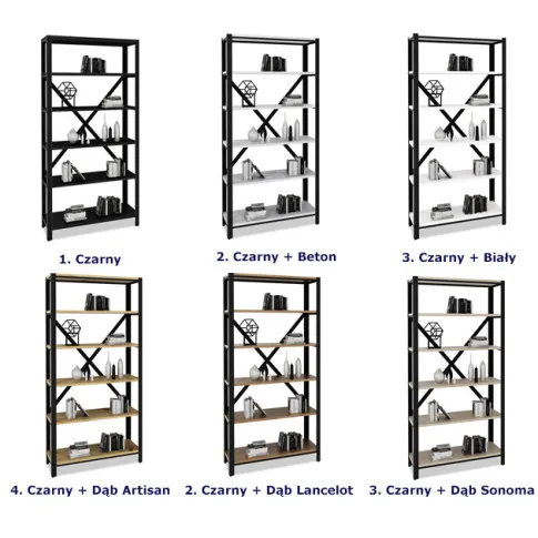 Kolory regału z 6 półkami Hordos 4X