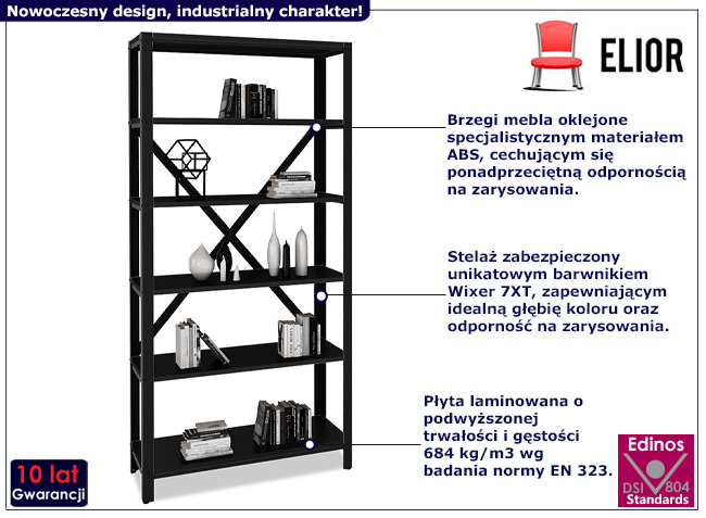 Regał z metalowym stelażem Hordos 4X czarny