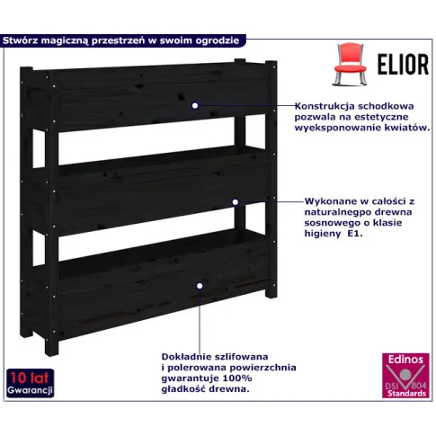 Czarna donica do ogrodu Stax