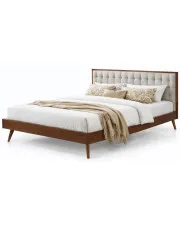 Łóżko do sypialni beż + orzech 160x200 cm - Konwalis w sklepie Edinos.pl