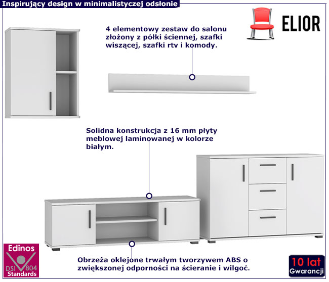 Komplet białych szafek do salonu Lamans 13X