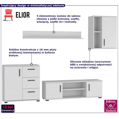 Komplet nowoczesnych szafek białych Mirado 14X