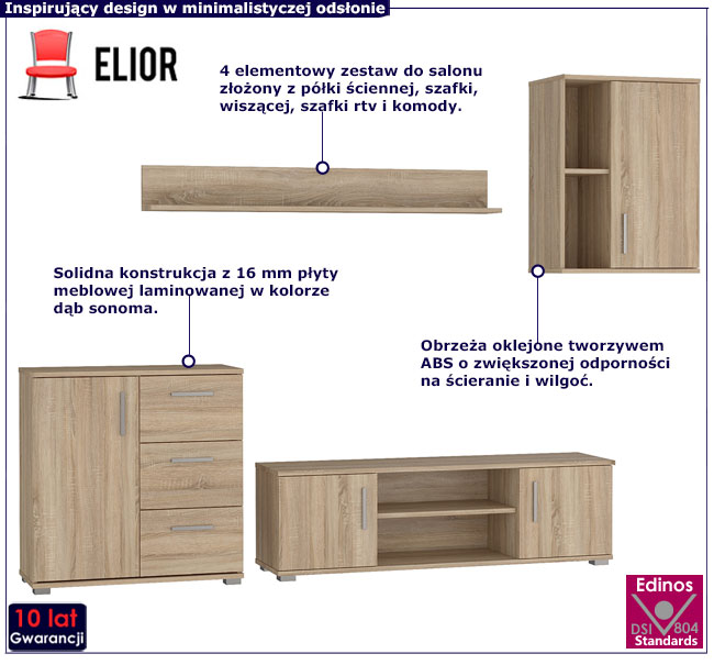 Komplet szafek do salonu Lamans 14X dąb sonoma